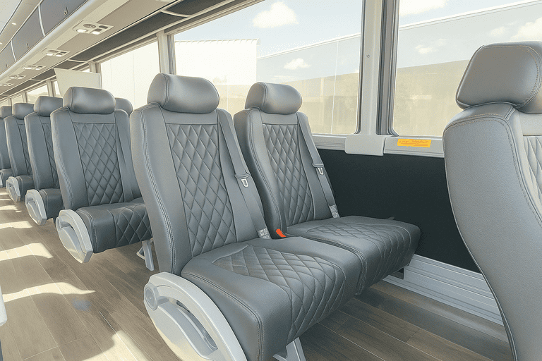interior of Boulder Minibus Company charter bus