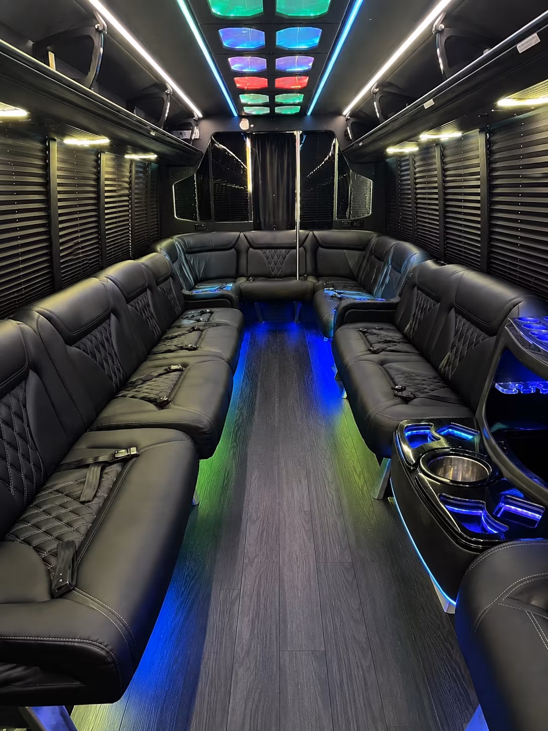 boulder 20 passenger party bus interior