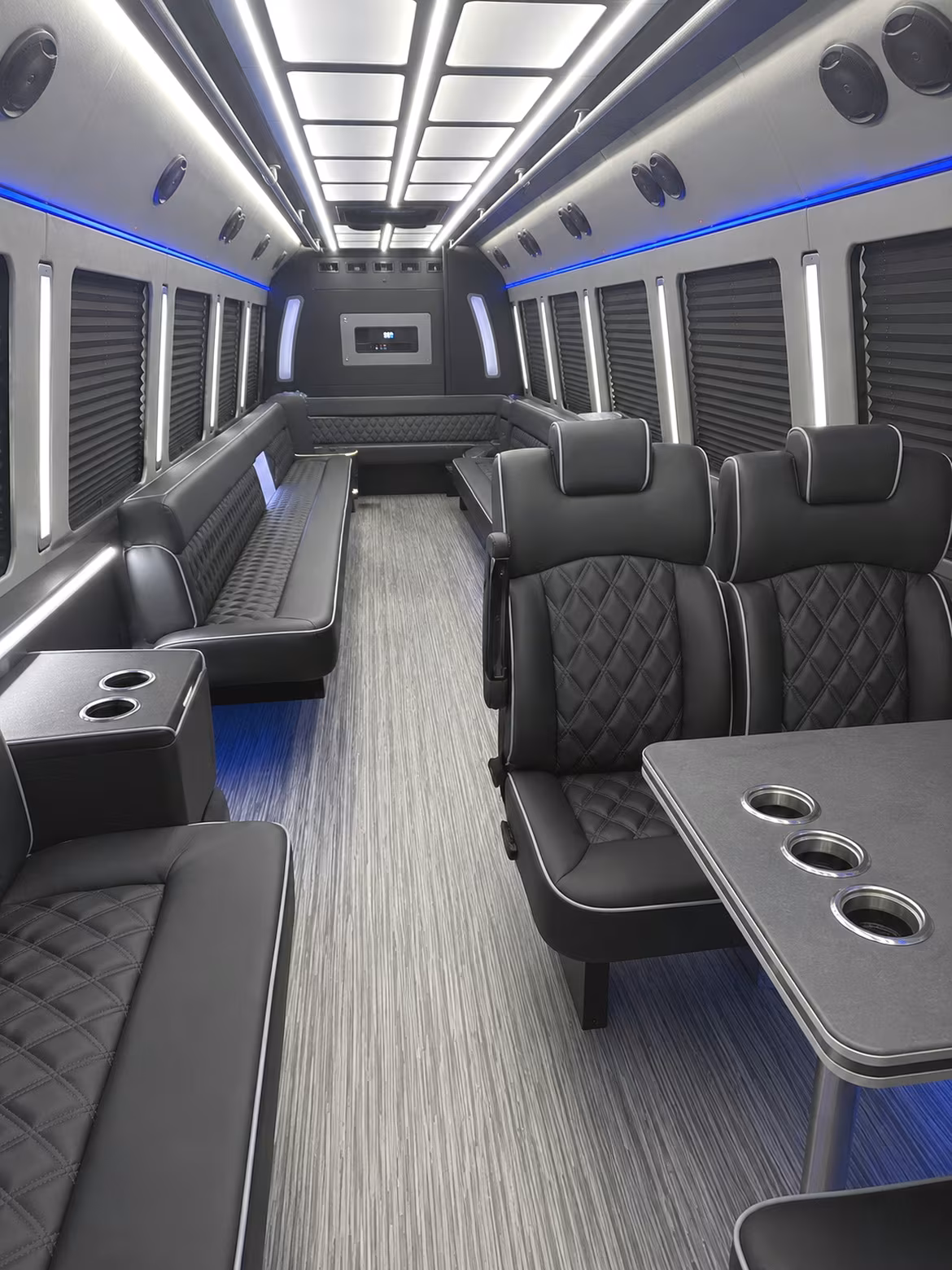 boulder 25 passenger party bus inside